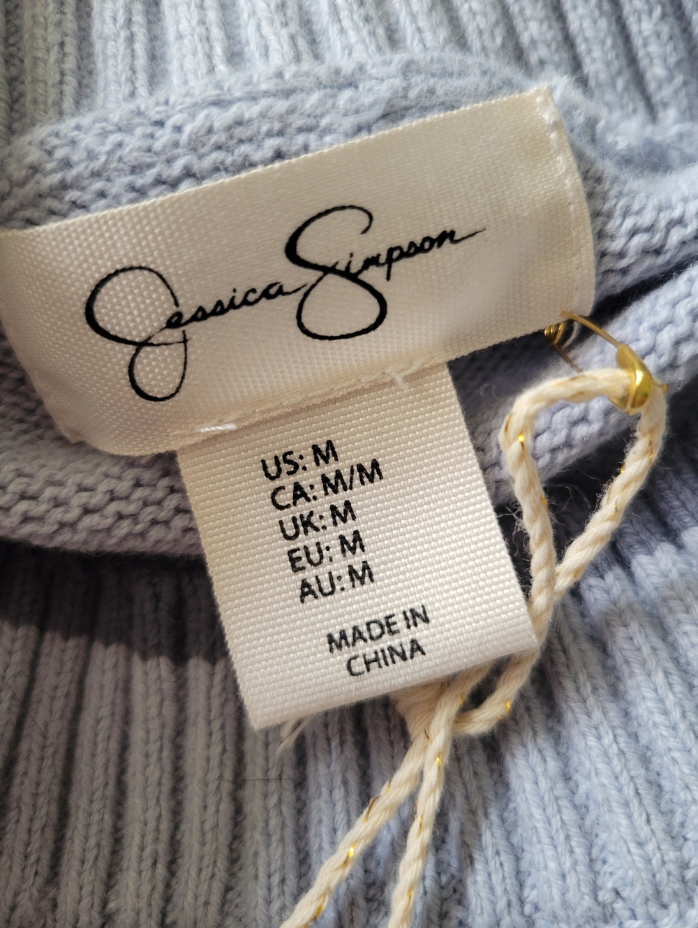 SALE Jessica Simpson Sunday Funday Pullover Sweater Semi Crop Blue Cotton M NWT - Picture 7 of 10